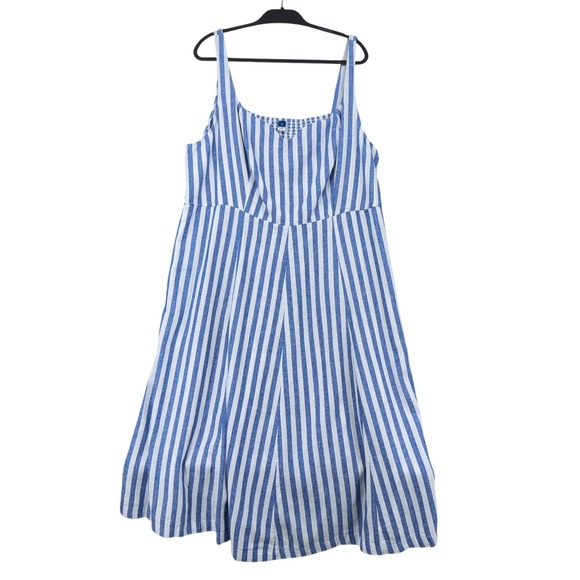 Old Navy Dresses & Skirts - Old Navy Womens 3X Blue White Striped Linen Blend Dress Costal